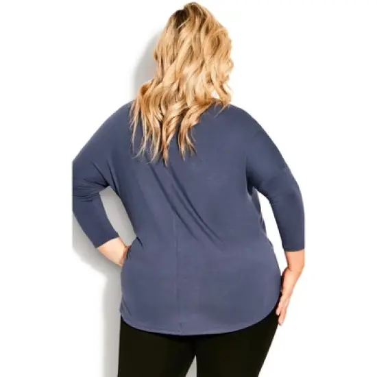 Women's Plus Size Neela Zip Plain Top - steel | AVENUE image {1}