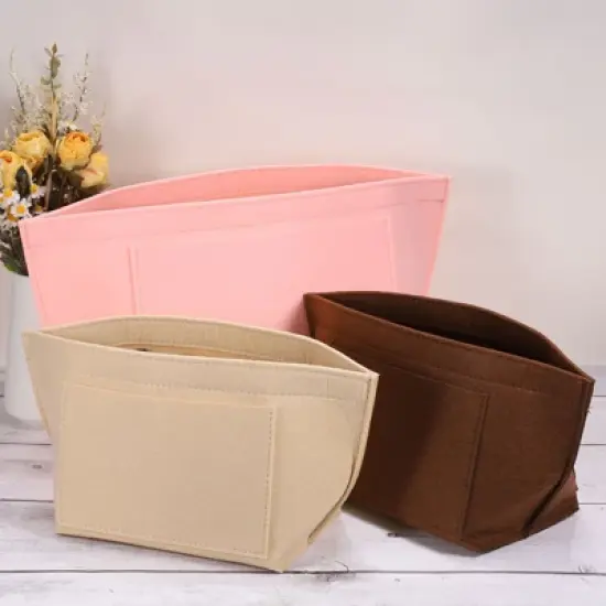 Unique Bargains Felt Makeup Bags and Organizers Multiple Compartments Purse Insert image {4}