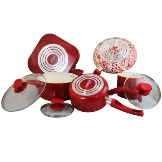 San Jacinto 9 Piece Aluminum Cookware Set in Red Speckle image {2}