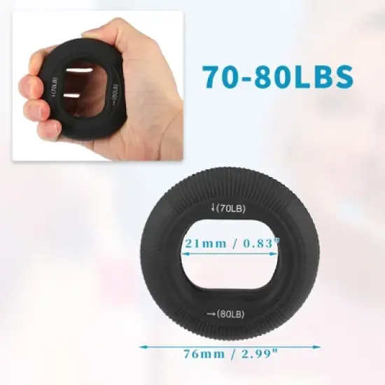 Unique Bargains Silicone Hand Grip Circle Adjustable Strength Grip 70-80LBS image {1}
