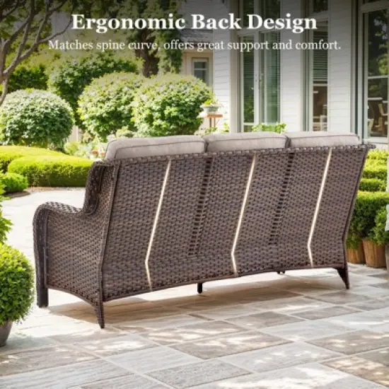 Gymojoy Outdoor Patio Sofa Ottoman Table with Swivel Chairs image {4}