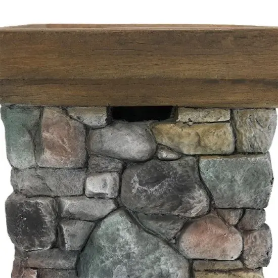 Sunnydaze Outdoor Cast Rock Design Propane Gas Fire Pit Column for Outside Patio & Deck with Lava Rocks, Waterproof Cover and Steel Burner - 30" image {6}