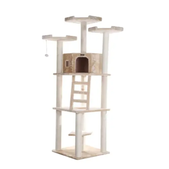 Armarkat Multi-function Real Wood Cat Tower W Spacious Condo, Perches A8001, Beige image {1}