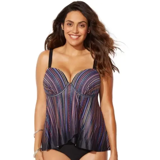 Swimsuits for All Women&rsquo;s Plus Size Flyaway Underwire Tankini Top image {3}