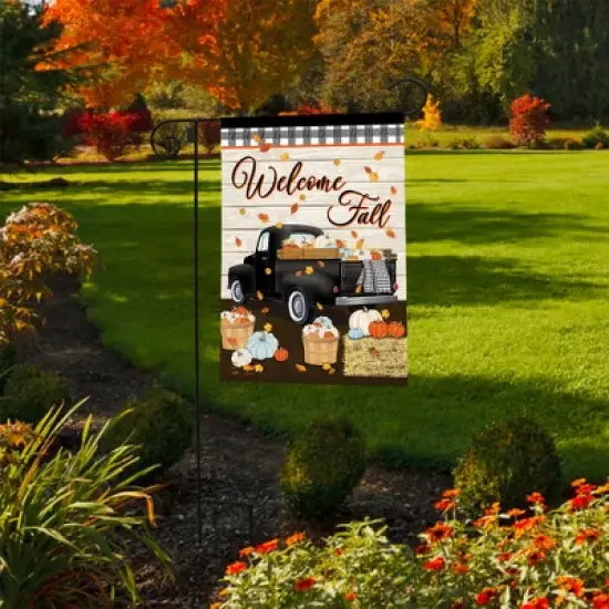 Briarwood Lane Garden Flag 12x18 For Outdoor Welcome Fall Black Truck For Fall Garden Flag Flags For Outside image {3}