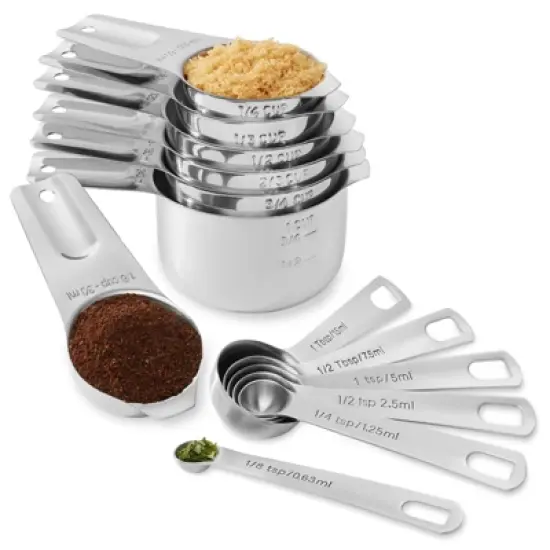 Last Confection 13-Piece Stainless Steel Measuring Spoon & Cup Set - Measurements for Spices, Cooking & Baking Ingredients image {5}
