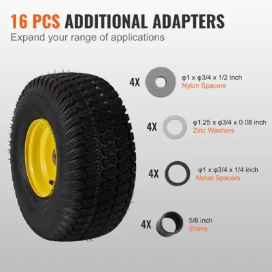 VEVOR Lawn Mower Tires with Rim, 15x6-6" Tubeless Tractor Tires, 2-Pack Tire and Wheel Assembly, S-Turf Pneumatic Tires, 3" Offset Hub, Black image {6}