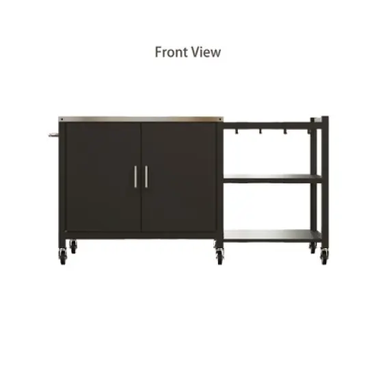 FUFU&GAGA Outdoor Serving Carts Grill Prep Station Lockable Wheels Stainless Steel Outdoor Kitchen BBQ Grill Table Bar Cart image {13}