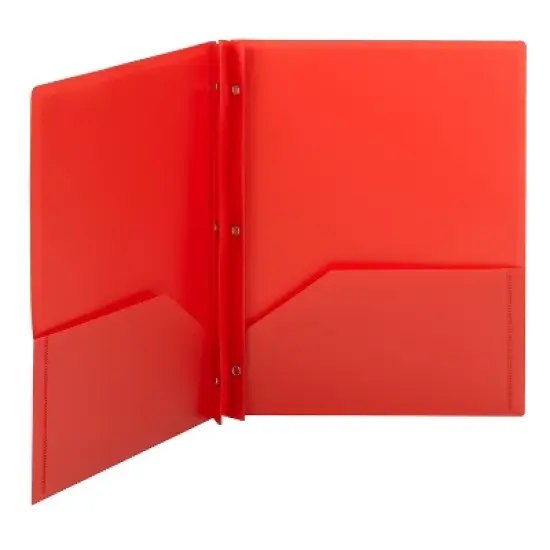 Smead Poly Two-Pocket Folder w/Fasteners 11 x 8 1/2 Red 25/Box 87727 image {4}