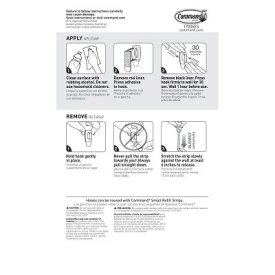 Command 12pk Damage Free Mini Hooks White: Adhesive Plastic Hooks for Stockings & Lights, 0.5 lb Capacity, 6 Pack image {8}