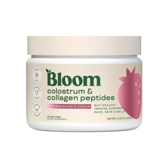 BLOOM NUTRITION Colostrum & Collagen Peptides Powder - Strawberries & Cream - 25 Servings image {7}