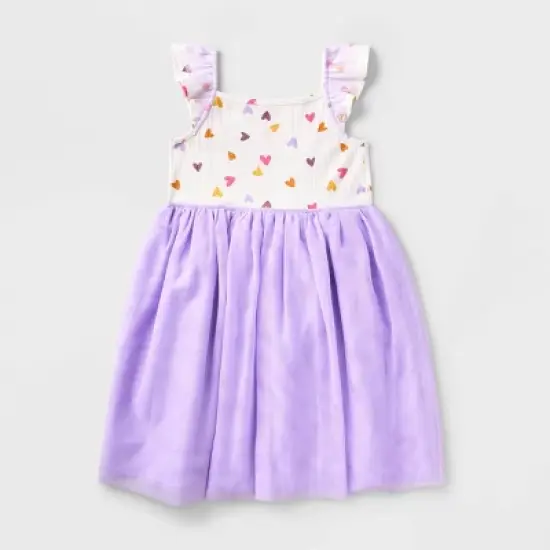 Girls' Adaptive Flutter Sleeve Tulle Dress - Cat & Jack&trade; Almond Cream image {1}