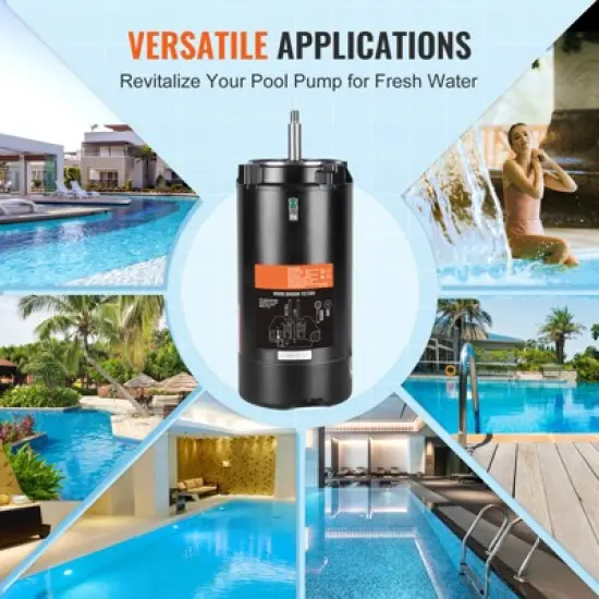 VEVOR 1.5 HP Pool Pump Motor, 56J Frame, 115V(13.6 Amps)/230V(6.8 Amps) 3450 RPM, 60Hz, 1.3 Service Factor, 90&mu;F/250V Capacitor image {6}