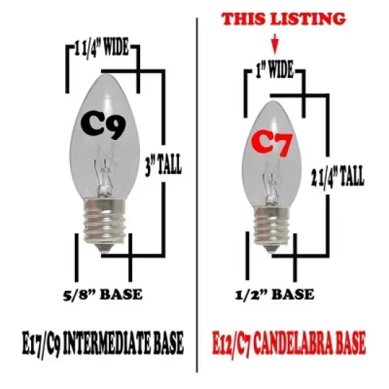 Novelty Lights 25 Feet C7 Christmas String Light Set, Vintage Holiday Hanging Light Set, Brown Wire image {4}