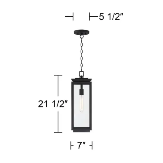 Possini Euro Design Atkins 21 1/2" High Modern Outdoor Pendant Light Fixture Ceiling Porch House Hanging Matte Black Die Cast Metal Clear Glass Shade image {3}