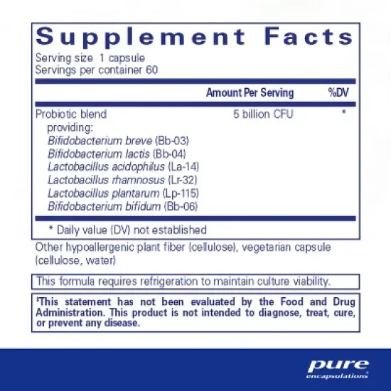 Pure Encapsulations PureProbiotic - Allergen-Free Multi-Strain Probiotic Formula for Immune and Gastrointestinal Health* - 60 Capsules image {1}