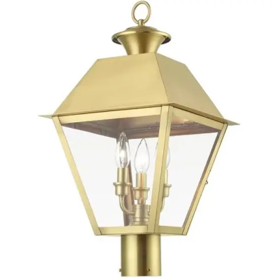 Livex Lighting Wentworth 3 - Light Post Light in  Natural Brass image {3}