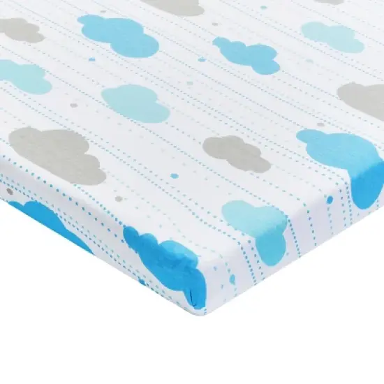 Everyday Kids 2-Pack Pack 'n Play Sheets &ndash; 100% Jersey Cotton, Blue & Gray Star and Cloud Designs, Soft Fitted Sheets for Portable or Mini Cribs image {7}