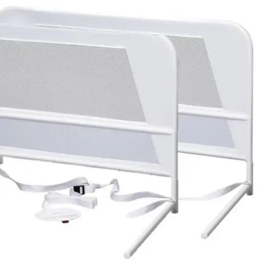 KidCo Mesh and Steel Double Pack Telescopic Toddler Child Bed Rail Guard, White image {1}