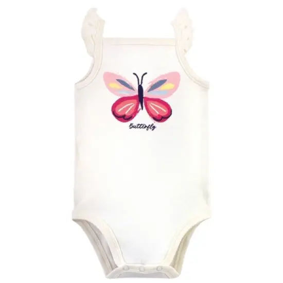 Touched by Nature Baby Girl Organic Cotton Bodysuits 5pk, Bright Butterflies image {5}