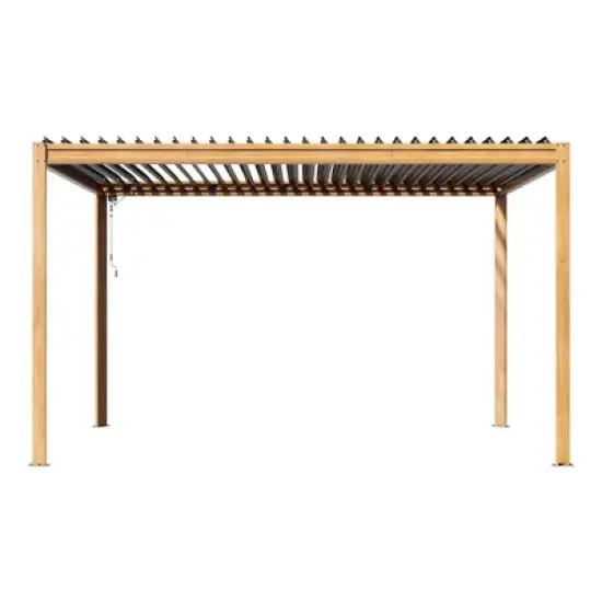 Mondawe 10X13FT Outdoor Louvered Aluminum Pergola with Adjustable Roof and Efficient Drainage System for Patio, Deck, Garden image {15}