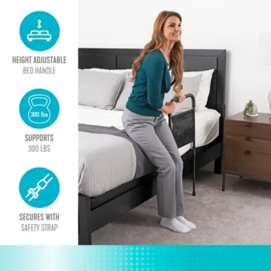 Stander Stable Bed Rail with Support Legs for Seniors, Black image {3}