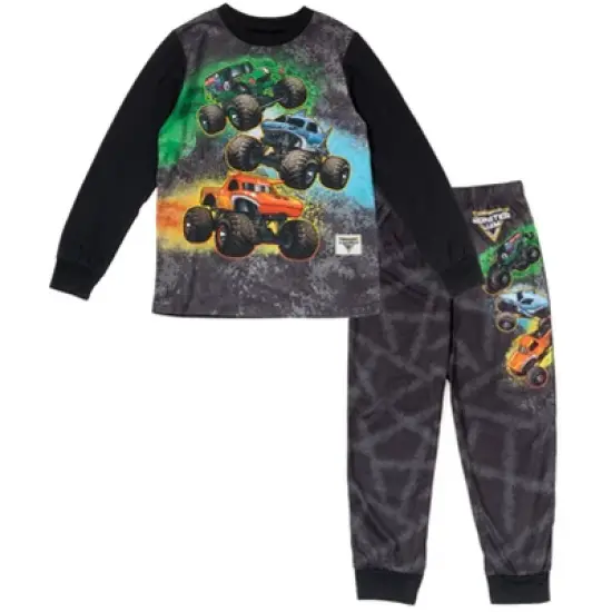 Monster Jam Megalodon El Toro Loco Grave Digger Pullover Pajama Shirt and Pants Sleep Set Little Kid image {10}