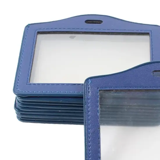 Unique Bargains Office Name Badge ID Credit Card Horizontal Holder Blue Clear 10pcs image {4}