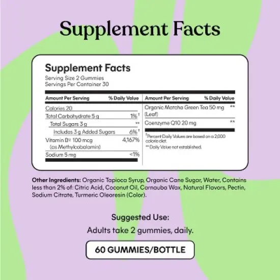 Lemme Matcha Energy B12 Vegan Gummies - 60ct image {5}