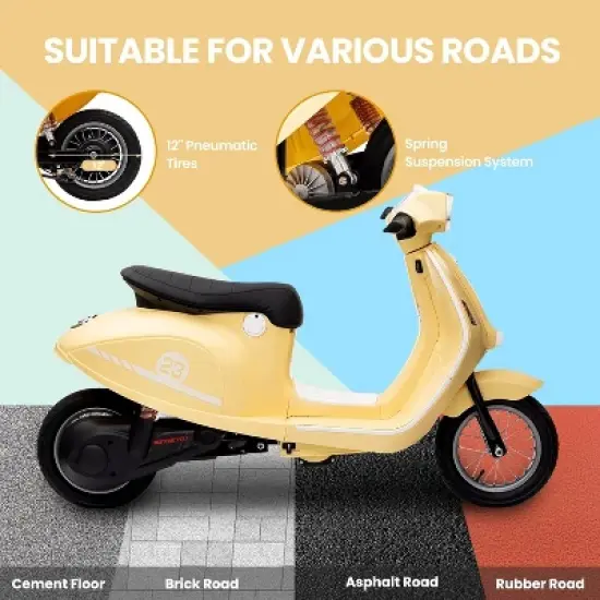 Electric Moped Scooter for Kids, 24V Kids Ride on Motorcycle, Max Up to 14MPH, with Rear Brake, LED Light, for Kids/Teens 8-12 image {3}
