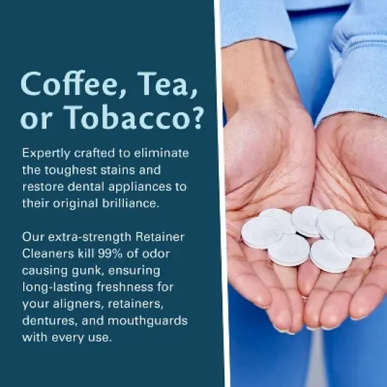 Mint Retainer Cleaner, M3, Extra Strength Cleaning Tablets for Retainers, Dentures, Night Guards, Kills 99% of Germs & Removes Stains image {4}