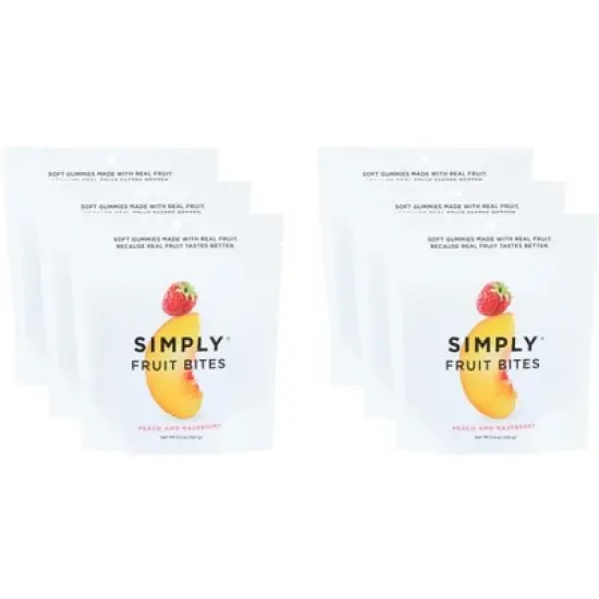 SimplyGum Fruit Bites Peach Raspberry - Case of 6 - 5.3 oz image {2}