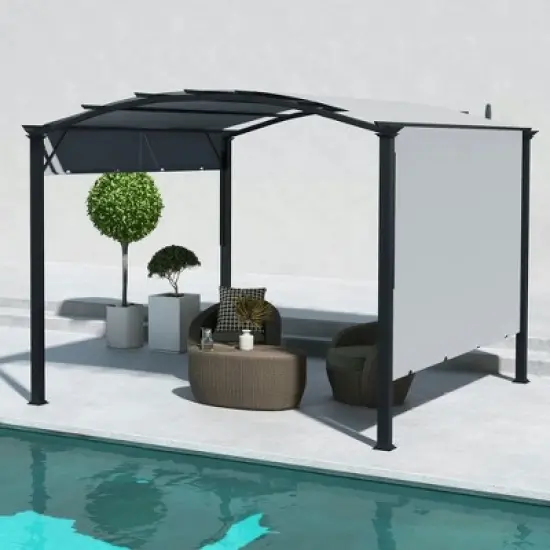 Resenkos Outdoor Garden Gazebo, Sunshade Gazebo Canopy,11' x 11' Outdoor Retractable Pergola with Canopy for Backyard, Gray Gray, Black image {12}