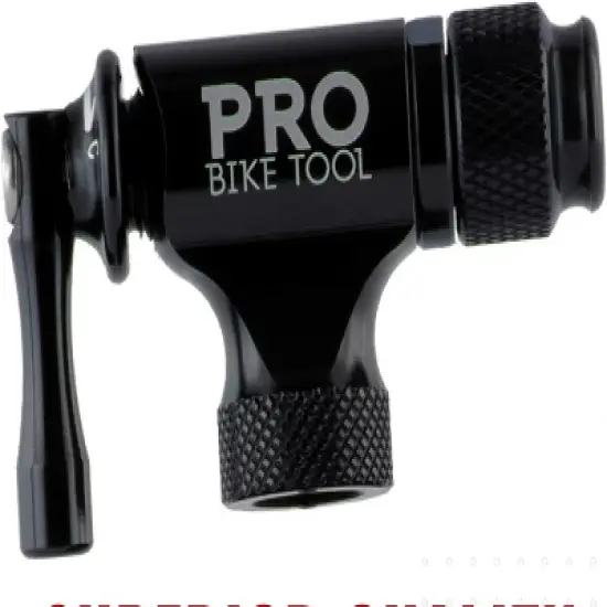 PRO BIKE TOOL CO2 Inflator Quick Tire Pump for Road & Mtn Bikes, Presta & Schrader Compatible, Matte Black image {2}