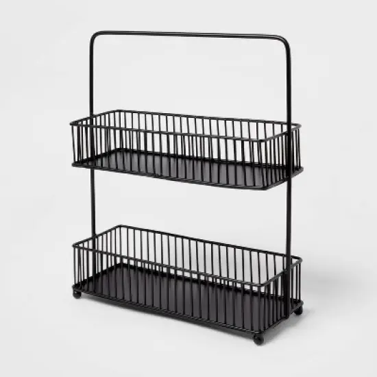 Iron 2-Tier Wire Spice Rack Black - Threshold&trade;: Freestanding Seasoning Organizer, Kitchen Storage Solution image {2}