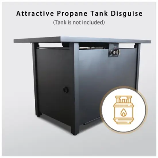 25" H x 42" W Steel Outdoor Fire Pit Table with Lid and Spacious Surface image {3}