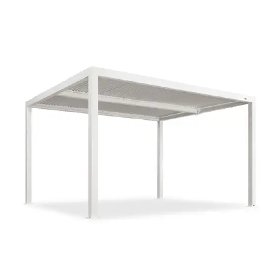 PURPLE LEAF Outdoor Louvered Pergola Aluminum Gazebo Modern White Patio Metal Pergola with Adjustable Rainproof Hardtop for Garden Lawns Yard image {9}