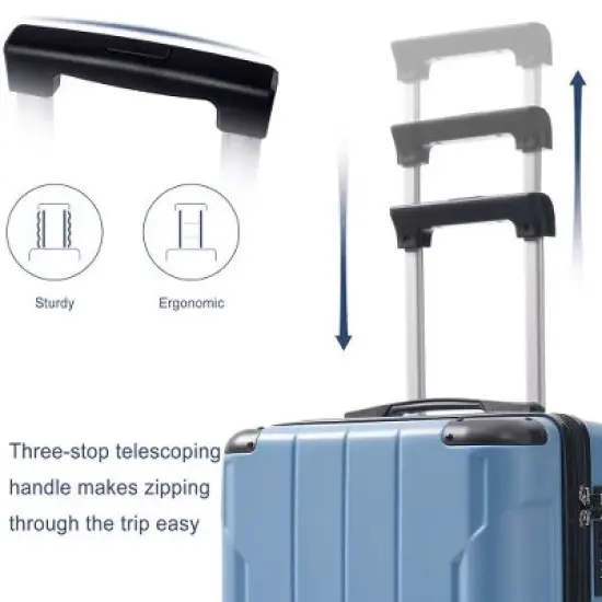 Luupatchy 20 Inches Hardshell Carry-On Luggage,With 2 Packing Cubes, Blue image {1}