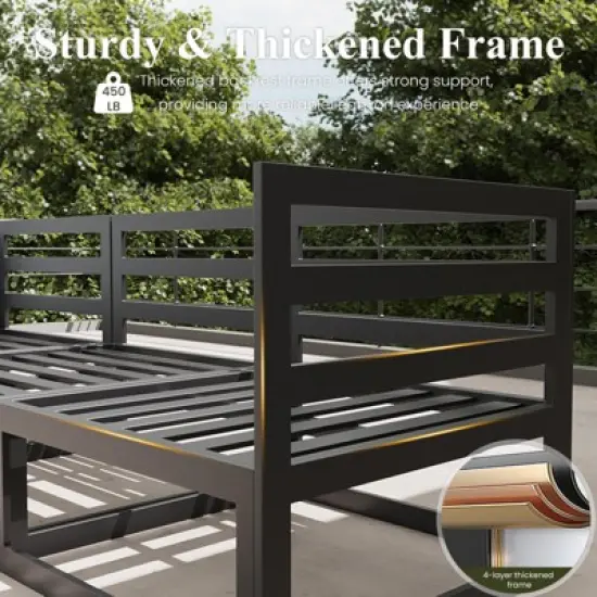 LayinSun 7-Piece Large Outdoor Modular L-Shaped Sectional Set with Propane Fire Pit Table image {5}