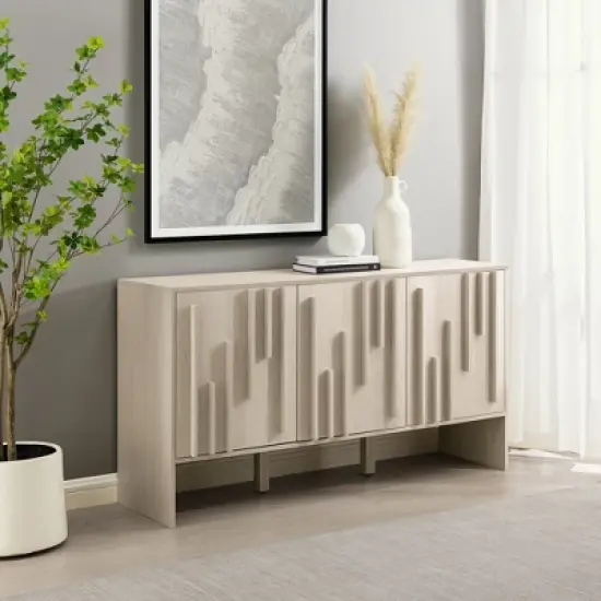 Modern Staggered Vertical Accent 3 Door Sideboard - Saracina Home image {1}