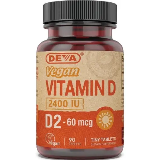 Deva Vegan Vitamin D2 - Tiny Tablets 60 mcg (2,400 Iu) 90 Tablets image {3}