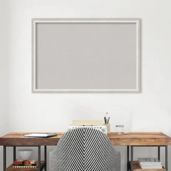 38"x26" Two Tone Wood Frame Gray Cork Board Silver - Amanti Art image {8}