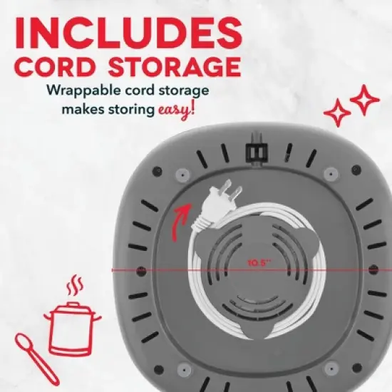 Dash Everyday Electric Cooktop: 1200W, Smooth Top, 1 Burner, Countertop, Gray image {8}