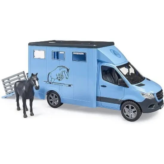Bruder MB Sprinter Animal Transporter with Horse image {3}