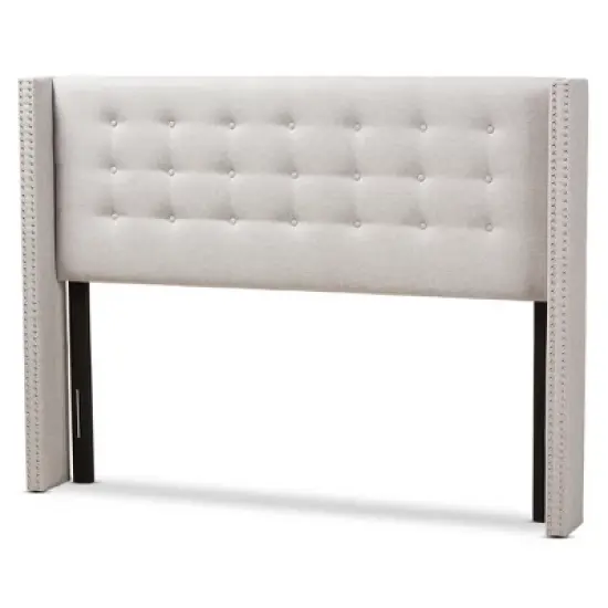 King Ginaro Modern Tufted Nail Head Winged Headboard Gray - Baxton Studio image {1}