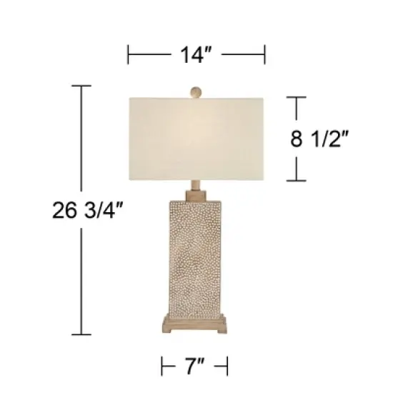 360 Lighting Caldwell Rustic Farmhouse Table Lamps 26 3/4" High Set of 2 Earth Tone Hammered Oatmeal Fabric Rectangular Shade for Bedroom Living Room image {5}