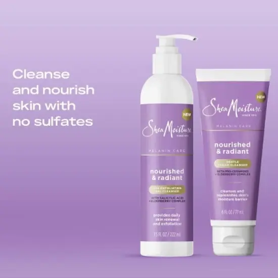 SheaMoisture Melanin Care Gentle Cream Cleanser, Nourished & Radiant with Pro-Ceramides & Elderberry Complex - 6 fl oz image {6}