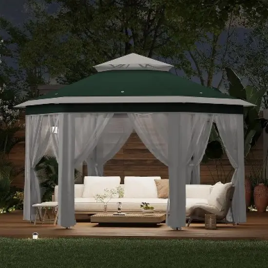 13x13 Pop-Up Gazebo, Hexagon Canopy Tent with Mosquito Net, 6-Sided Canopy Outdoor Gazebo for Backyard & Patio Furniture, Large Shade Tent image {1}