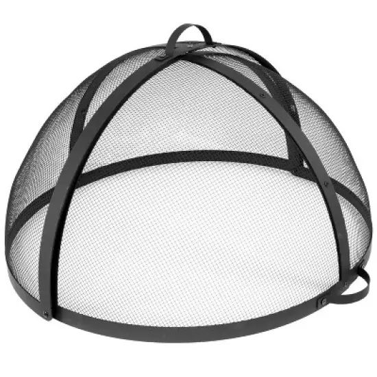 Sunnydaze Outdoor Heavy-Duty Steel Mesh Round Easy-Opening Camp Fire Pit Spark Screen Lid with Hinged Door -  Black image {12}