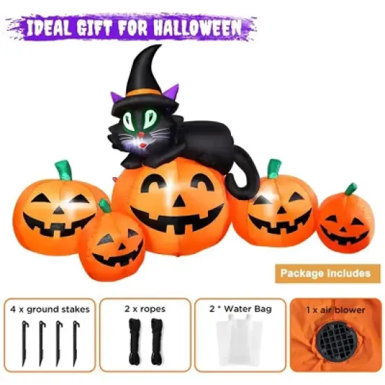 MOVSSOU 5FT Halloween Inflatable Pumpkin Outdoor Decoration image {2}